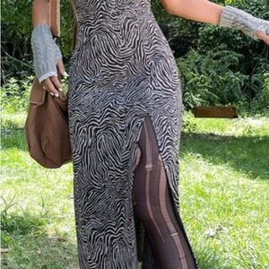 Zebra Print Maxi Dress with Slit